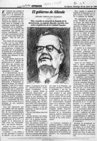 EL gobierno de Allende  [artículo] Genaro Arriagada Herrera.