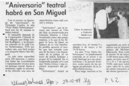 "Aniversario" teatral habrá en San Miguel  [artículo].
