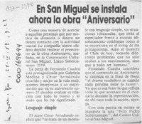 En San Miguel se instala ahora la obra "Aniversario"  [artículo].