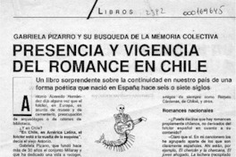 Presencia y vigencia del romance en Chile  [artículo].