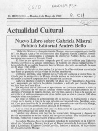 Nuevo libro sobre Gabriela Mistral publicó Editorial Andrés Bello  [artículo].