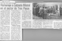 Homenaje a Gabriela Mistral en el sector de Tres Pasos  [artículo].