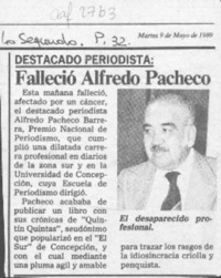 Falleció Alfredo Pacheco