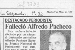 Falleció Alfredo Pacheco