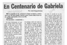 En centenario de Gabriela  [artículo] José Chapochmich.