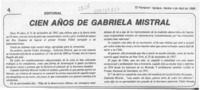 Cien años de Gabriela Mistral  [artículo].