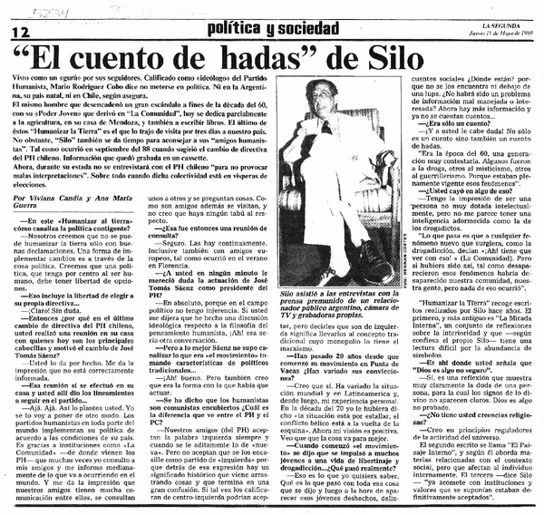 "El cuento de hadas" de Silo  [artículo] Viviana Candia [y] Ana María Guerra.