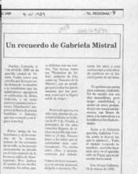 Un recuerdo de Gabriela Mistral  [artículo] José Araya.