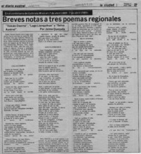 Breves notas a tres poemas regionales  [artículo] Jaime Quezada.