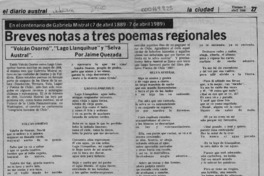 Breves notas a tres poemas regionales  [artículo] Jaime Quezada.