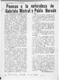 Poemas a la naturaleza de Gabriela Mistral y Pablo Neruda  [artículo] El Corresponsal.