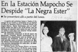 En la Estación Mapocho se despide "La negra Ester"  [artículo].