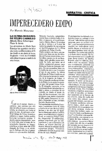 Imperecedero Edipo  [artículo] Marcelo Maturana.