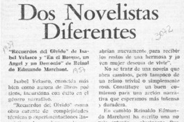 Dos novelistas diferentes  [artículo] Matías Rafide.