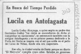 Lucila en Antofagasta  [artículo] Manuel Cortés Gallardo.