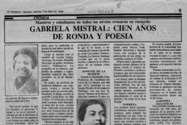 Gabriela Mistral, cien años de ronda y poesía  [artículo].