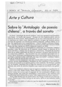 Sobre la "Antología de poesía chilena a través del soneto"  [artículo] Alberto Arraño.