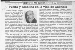 Petita y Emelina en la vida de Gabriela  [artículo] Gustavo Rivera Flores.