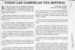 Todas las Gabrielas una Mistral  [artículo] Manuel Jofré.
