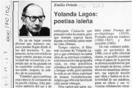 Yolanda Lagos, poetisa isleña  [artículo] Emilio Oviedo.