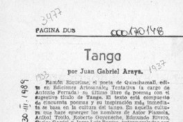 Tango  [artículo] Juan Gabriel Araya.