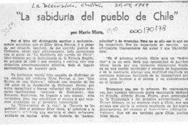 "La sabiduría del pueblo de Chile"  [artículo] Mario Mora.