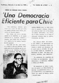 "Una Democracia eficiente para Chile"  [artículo].