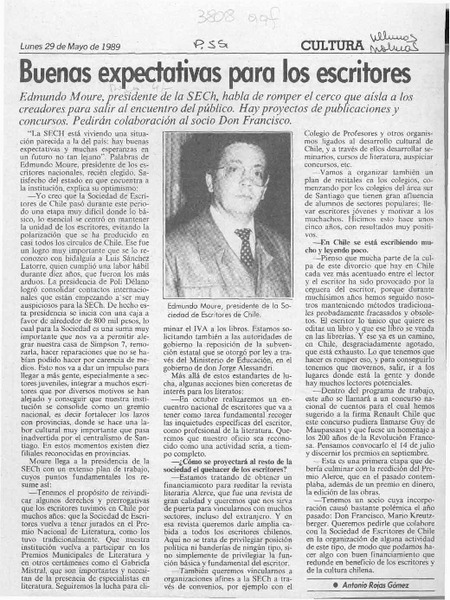 Buenas expectativas para los escritores  [artículo] Antonio Rojas Gómez.