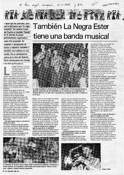 También "La Negra Ester" tiene una banda musical  [artículo] Rodrigo Pincheira A.