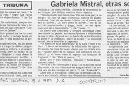 Gabriela Mistral, otras sorpresas  [artículo] Ricardo Mendoza.