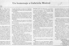 Un homenaje a Gabriela Mistral  [artículo] John Horsley Brito.