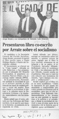 Presentaron libro co-escrito por Arrate sobre el socialismo  [artículo].