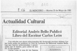 Editorial Andrés Bello publicó libro del escritor Carlos León  [artículo].