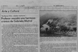 Profesor rescata una hermosa crónica de Gabriela Mistral  [artículo] Lucía Lezaeta.