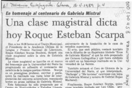 Una Clase magistral dicta hoy Roque Esteban Scarpa  [artículo].