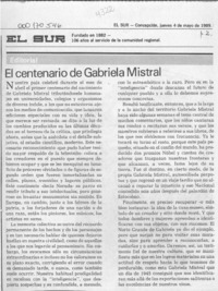 El Centenario de Gabriela Mistral  [artículo].