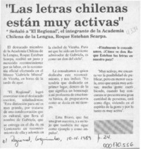 "Las Letras chilenas están muy activas"  [artículo].