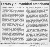 Letras y humanidad americana  [artículo] Rubén González L.