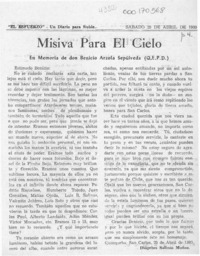 Misiva para el cielo  [artículo] Diógebes Salinas Muñoz.
