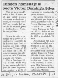 Rinden homenaje al poeta Víctor Domingo Silva  [artículo].