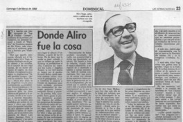 Donde Aliro fue la cosa  [artículo] Juan Rubén Valenzuela.
