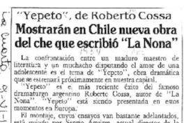 Mostrarán en Chile nueva obra del che que escribió "La Nona"  [artículo].
