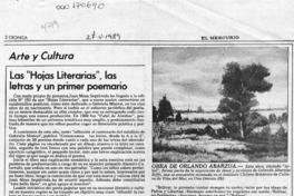 Las "Hojas literarias", las letras y un primer poemario  [artículo] Pedro Mardones Barrientos.