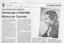 Homenaje a Gabriela Mistral en Coronel  [artículo].