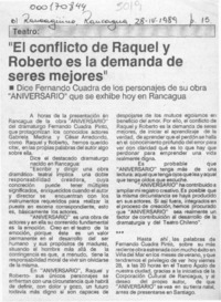 "El conflicto de Raquel y Roberto es la demanda de seres mejores"  [artículo].