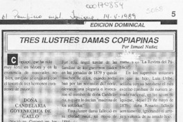 Tres ilustres damas copiapinas  [artículo] Ismael Núñez.