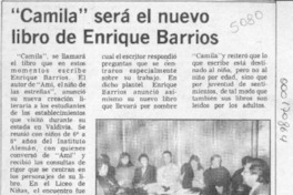 "Camila" será el nuevo libro de Enrique Barrios  [artículo].