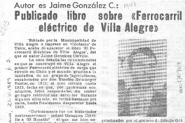Publicado libro sobre "Ferrocarril eléctrico de Villa Alegre"