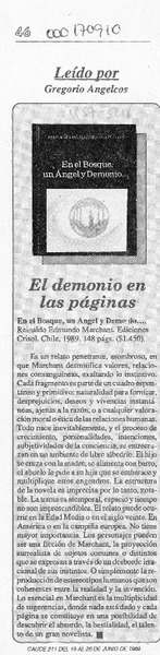El demonio en las páginas  [artículo] Gregorio Angelcos.