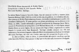 Teatros, prosa desconocida de Rubén Darío  [artículo] Luis Merino Reyes.